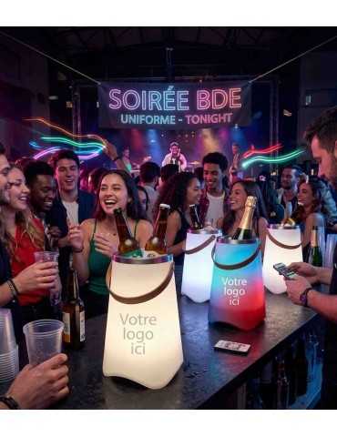 Seau à bouteille lumineux avec haut-parleur Bluetooth personnalisé