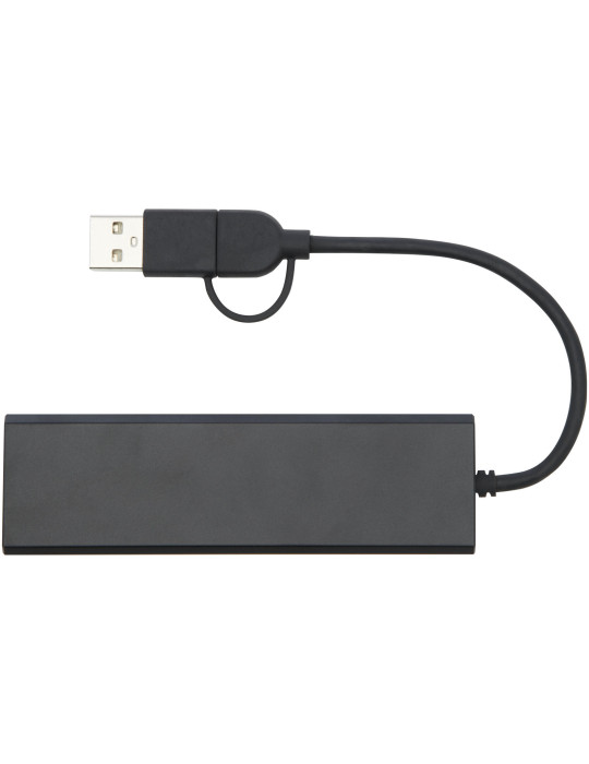 Concentrateur USB personnalisable en aluminium recyclé Rise