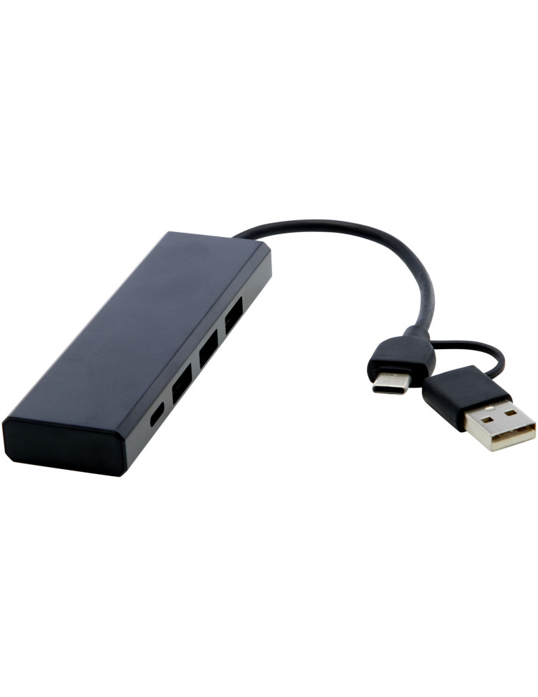 Concentrateur USB personnalisable en aluminium recyclé Rise