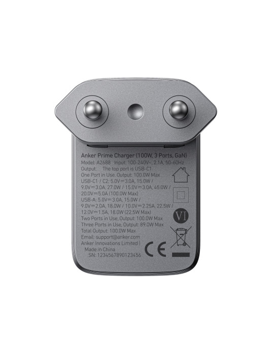 Chargeur Anker Prime GaN 100 W à trois ports personnalisable
