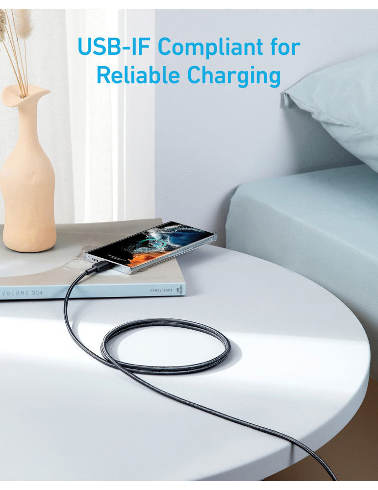 Câble Anker 322 USB-C vers USB-C tressé 1,8 m 60 W publicitaire