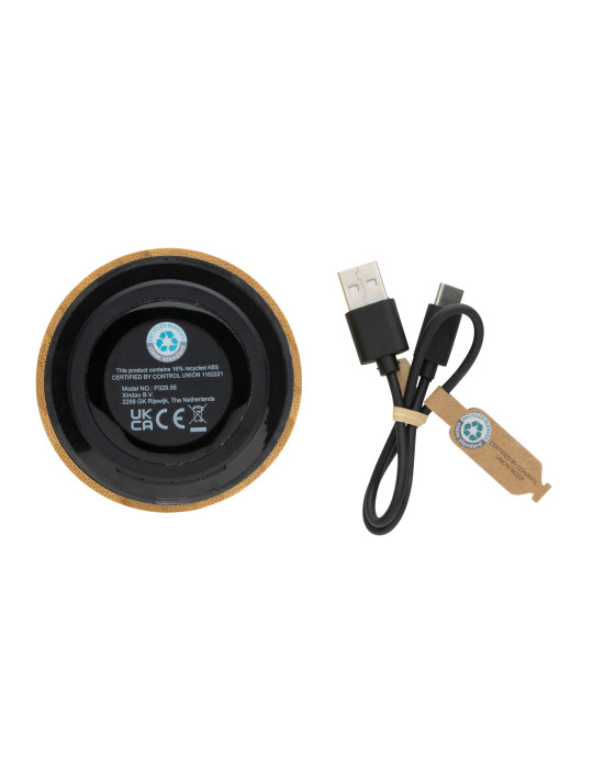 Enceinte 3 W bambou et ABS recyclé RCS personnalisable