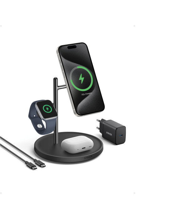 Station sans fil Anker MagGo trois en un Qi2 personnalisable