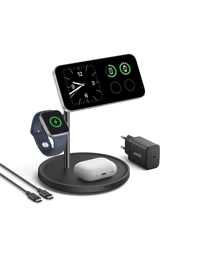 Station sans fil Anker MagGo trois en un Qi2 personnalisable