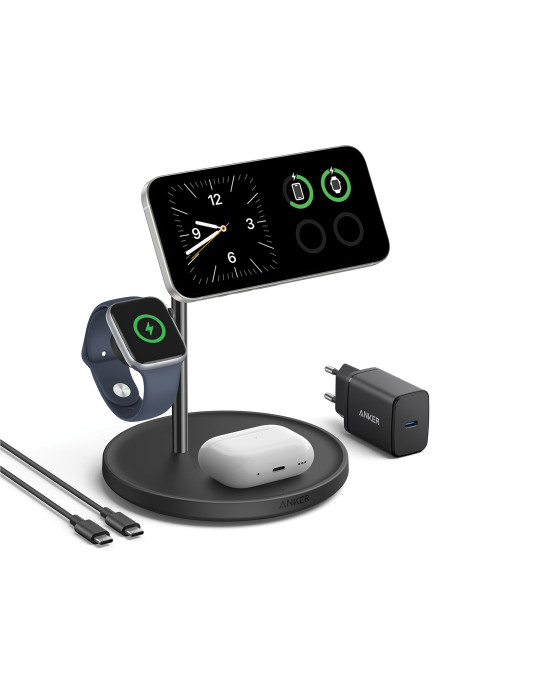 Station sans fil Anker MagGo trois en un Qi2 personnalisable