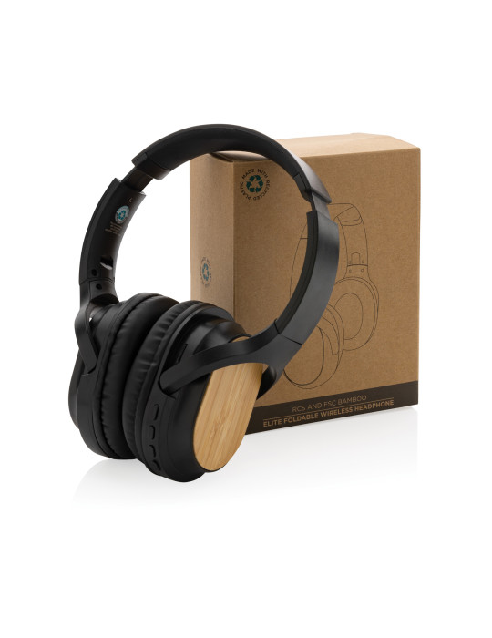 Casque pliable Elite en bambou et ABS recyclé personnalisable