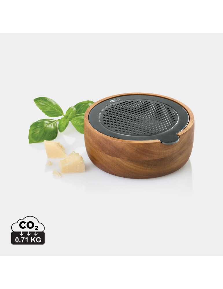 Râpe fine AdHoc CutnServe avec récipient acacia personnalisable