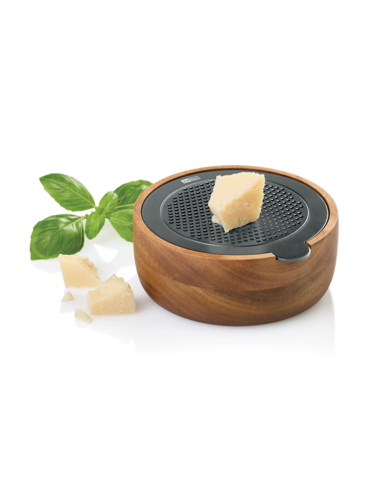 Râpe fine AdHoc CutnServe avec récipient acacia personnalisable