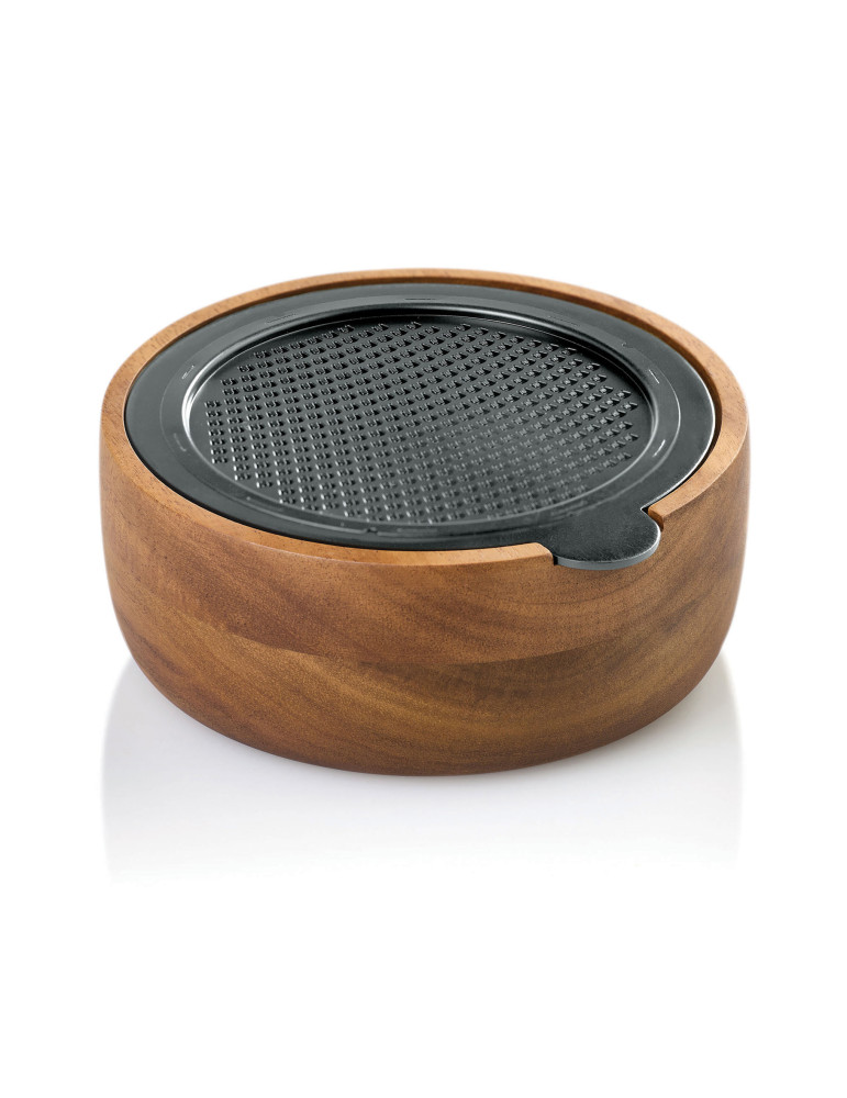Râpe fine AdHoc CutnServe avec récipient acacia personnalisable