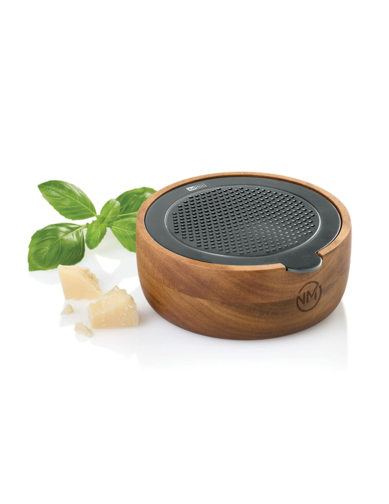 Râpe fine AdHoc CutnServe avec récipient acacia personnalisable