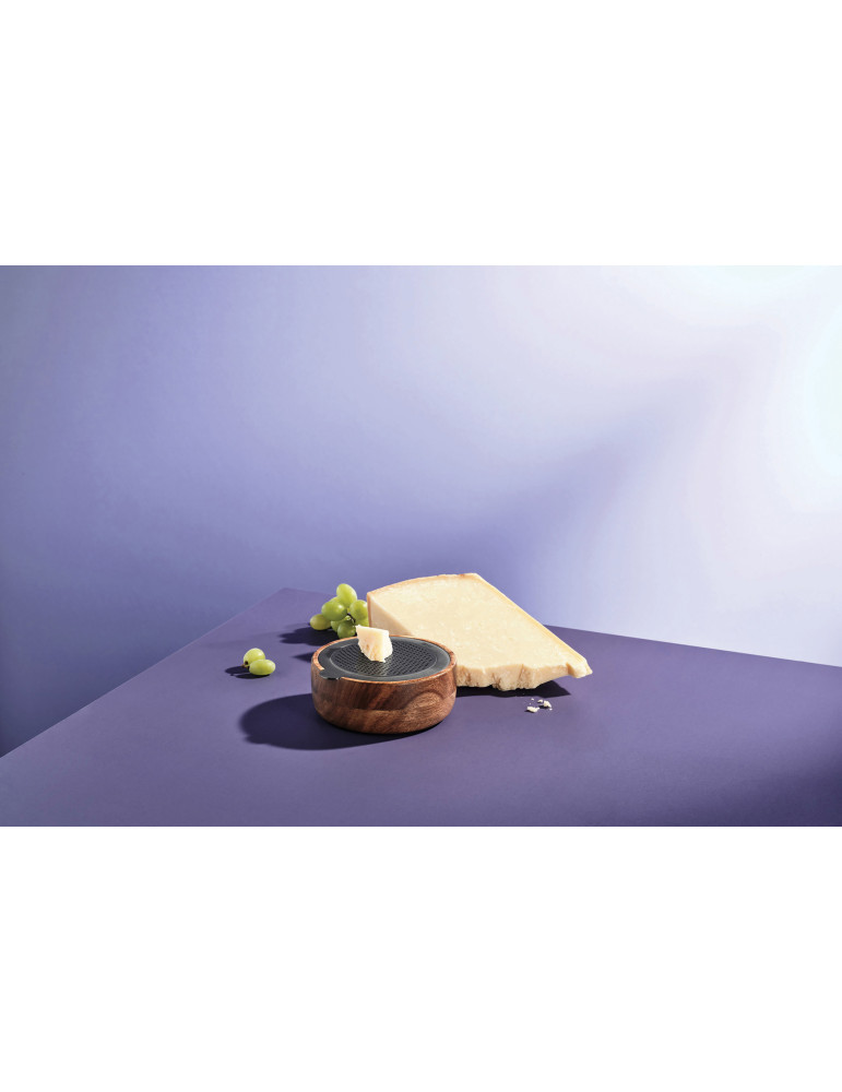 Râpe fine AdHoc CutnServe avec récipient acacia personnalisable