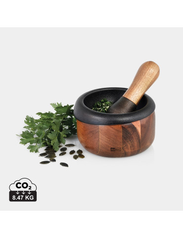 Mortier AdHoc Crush en fonte avec manche acacia personnalisable 2