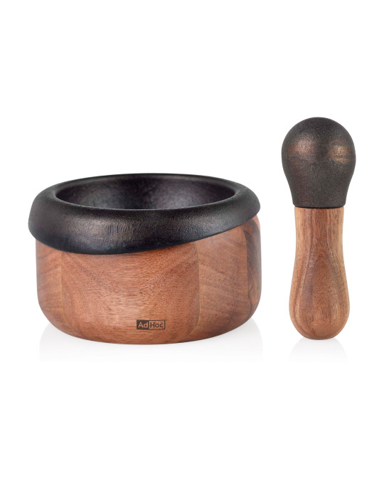 Mortier AdHoc Crush en fonte avec manche acacia personnalisable