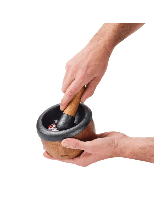 Mortier AdHoc Crush en fonte avec manche acacia personnalisable