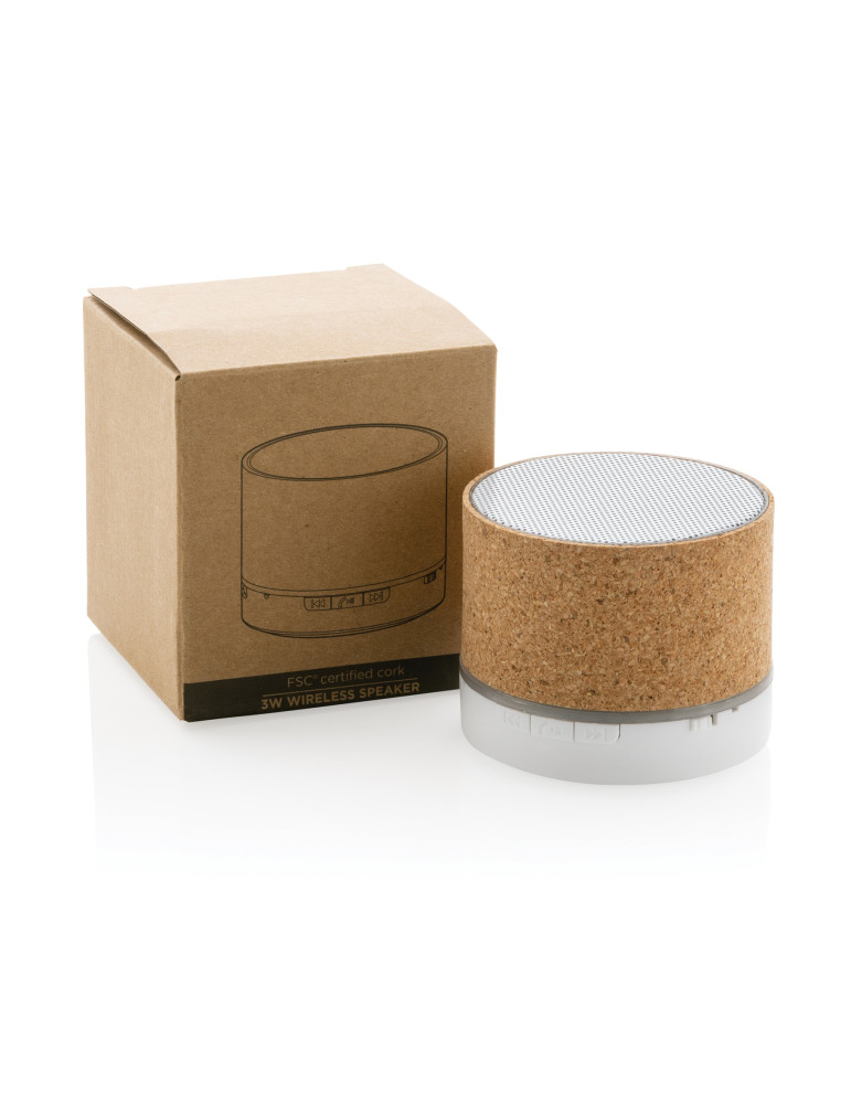 Enceinte sans fil 3 W avec boîtier en liège personnalisable