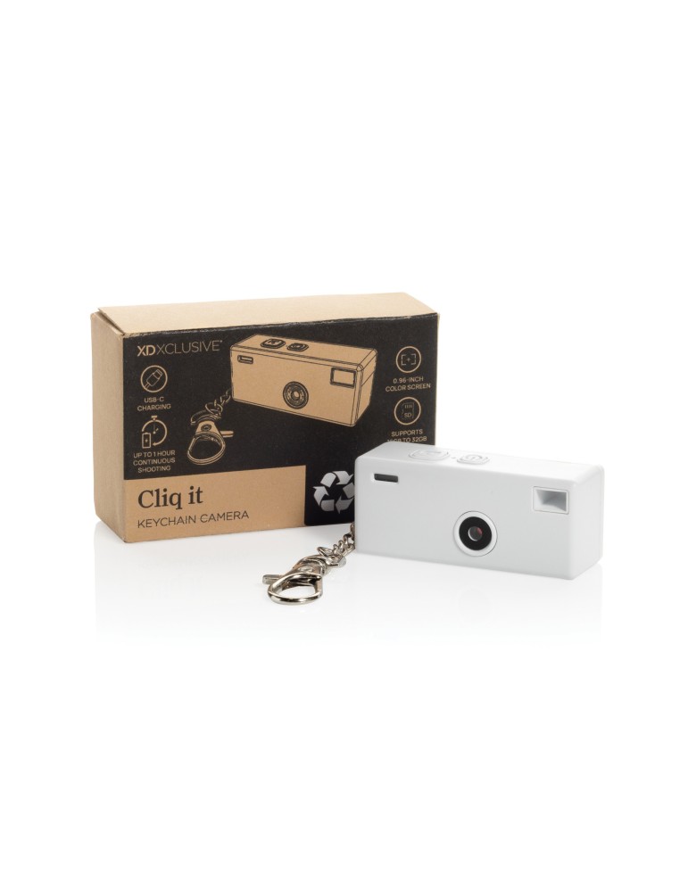 Porte-clés appareil photo Cliq it en ABS recyclé personnalisable