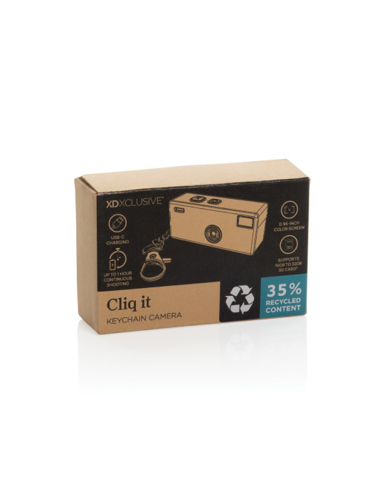 Porte-clés appareil photo Cliq it en ABS recyclé personnalisable