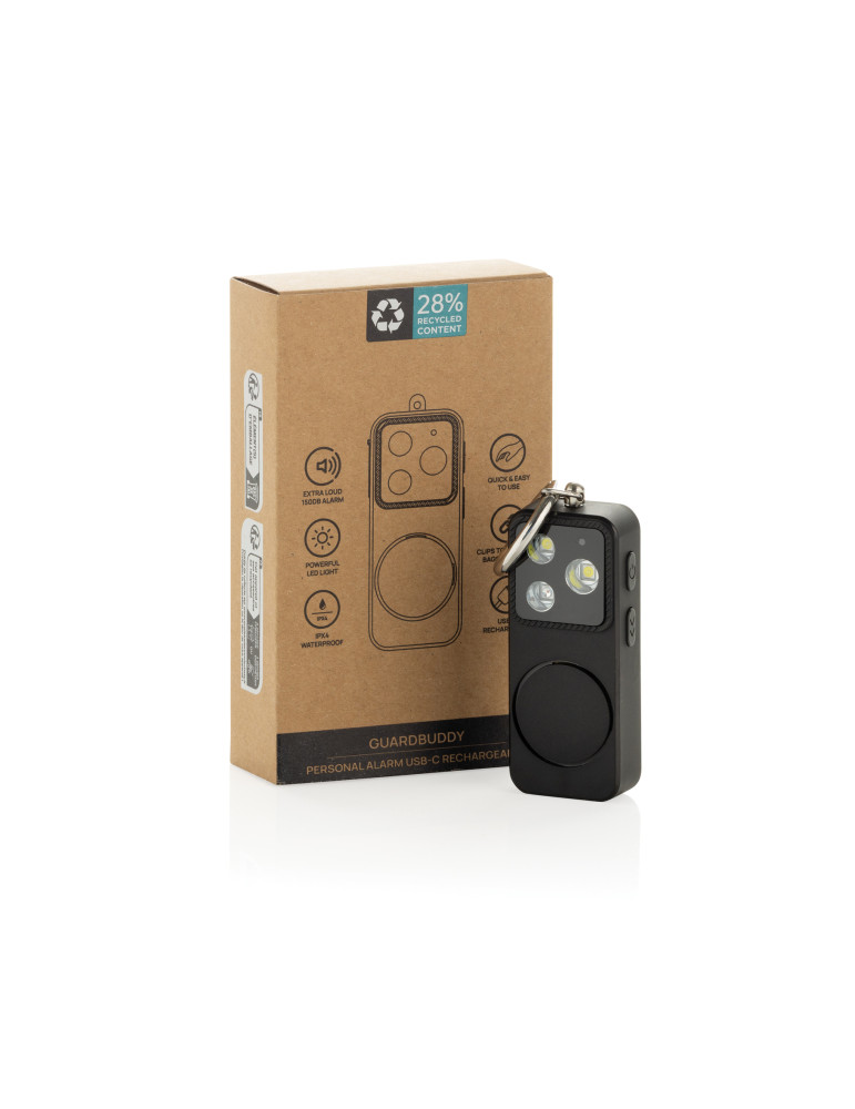Porte-clés alarme GuardBuddy RCS rechargeable personnalisable