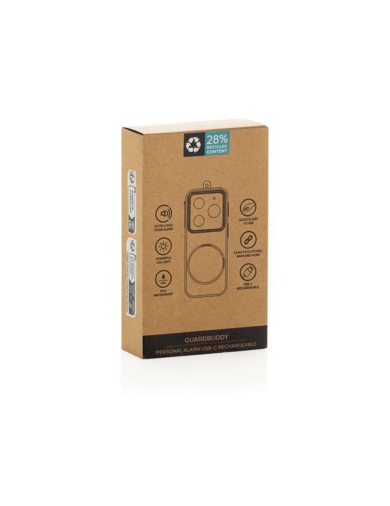 Porte-clés alarme GuardBuddy RCS rechargeable personnalisable