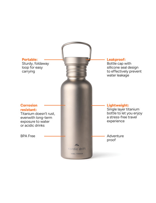 Gourde 600ml ultra légère titane Nordic Drift Trail personnalisable