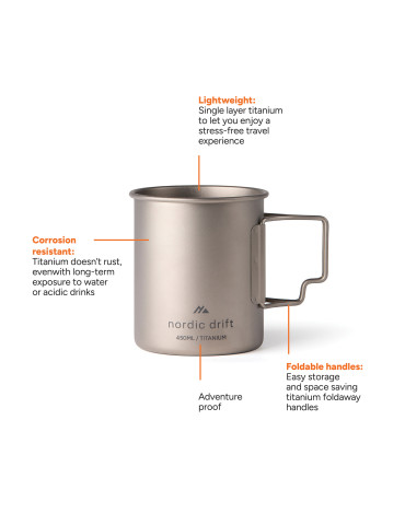 Tasse 450 ml ultra légère en titane Nordic Drift Trail personnalisable 2