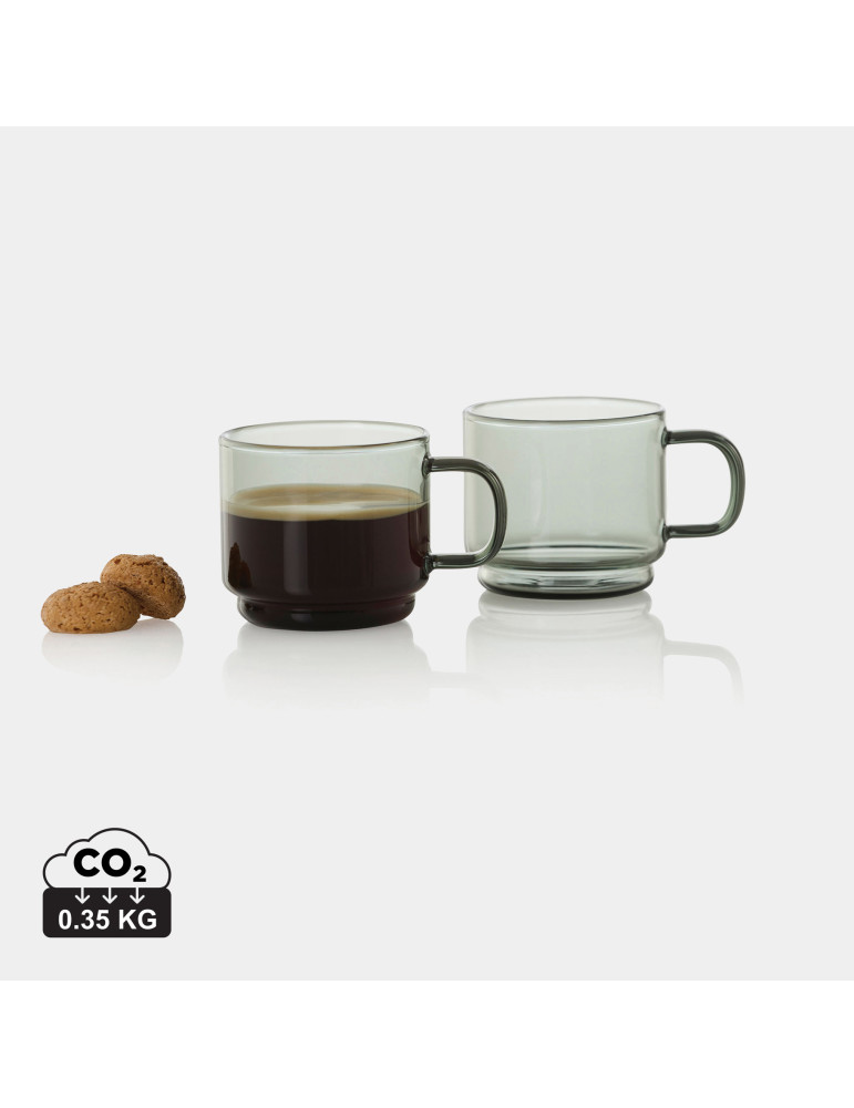 Deux tasses expresso AdHoc Impact 70 ml en verre personnalisable