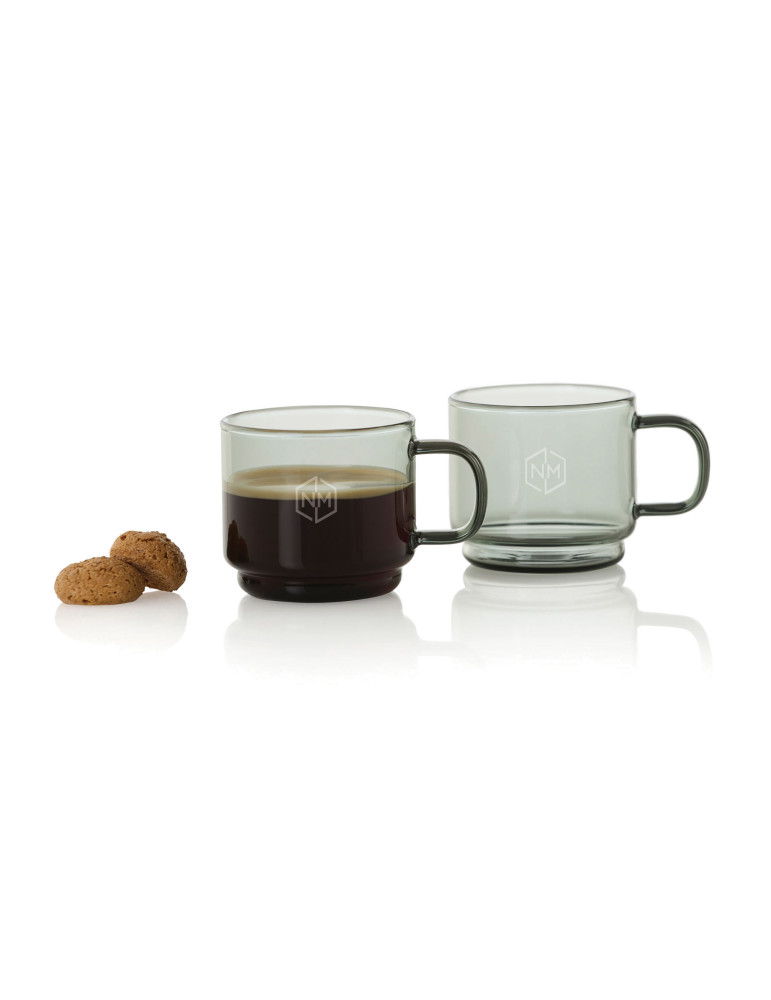 Deux tasses expresso AdHoc Impact 70 ml en verre personnalisable