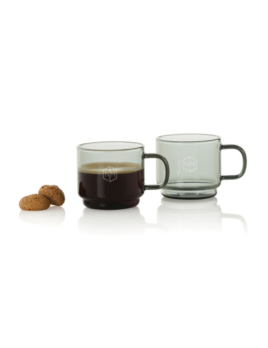 Deux tasses expresso AdHoc Impact 70 ml en verre personnalisable