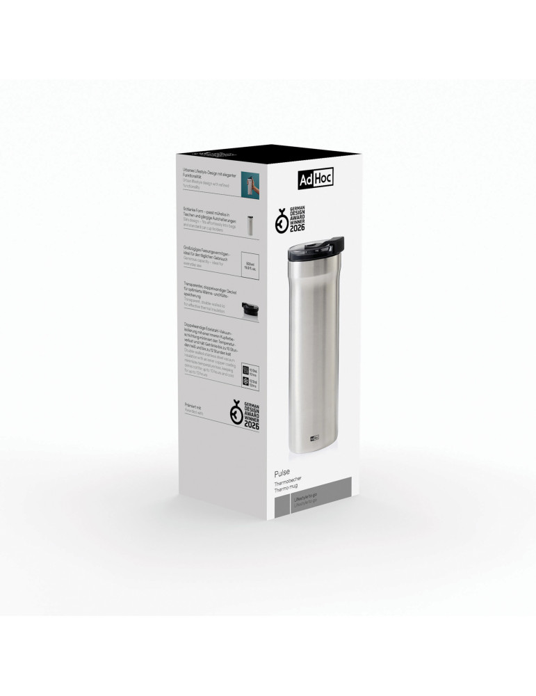 Mug isotherme AdHoc Pulse 500 ml en inox personnalisable