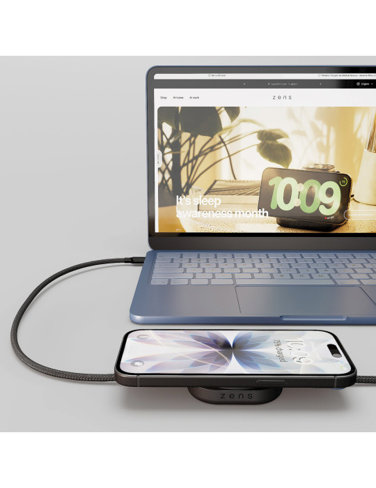 Câble de charge ZENS USB-C Pro 2 avec module Qi2 personnalisable