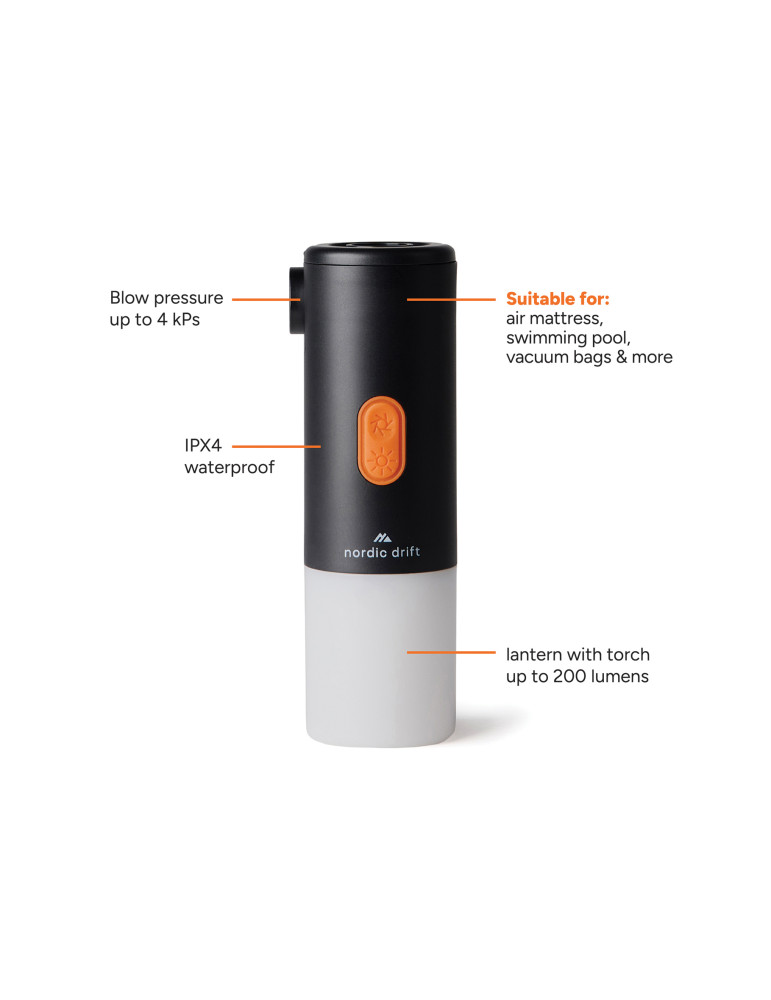 Lampe de camping avec pompe à air Nordic Drift Titan personnalisable