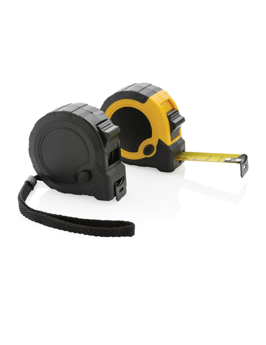 Mètre 5M/19mm en plastique recyclé RCS avec bouton d'arrêt personnalisable