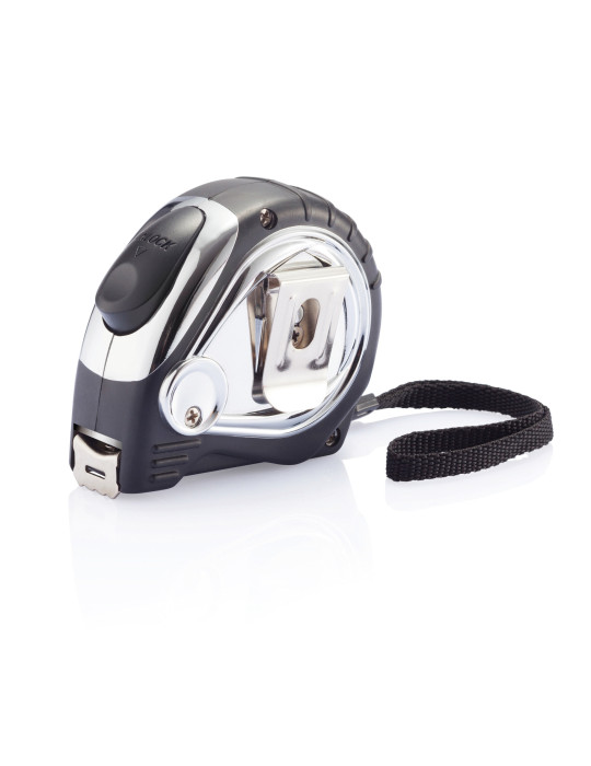 Mètre ruban automatique finition chromée personnalisable