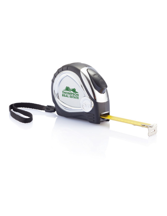 Mètre ruban automatique finition chromée personnalisable