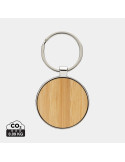 Porte-clés rond en alliage de zinc RCS et bambou personnalisable