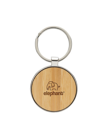 Porte-clés rond en alliage de zinc RCS et bambou personnalisable 2