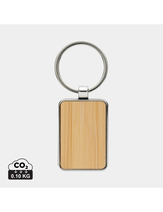 Porte-clés rectangle en alliage de zinc RCS et bambou personnalisable