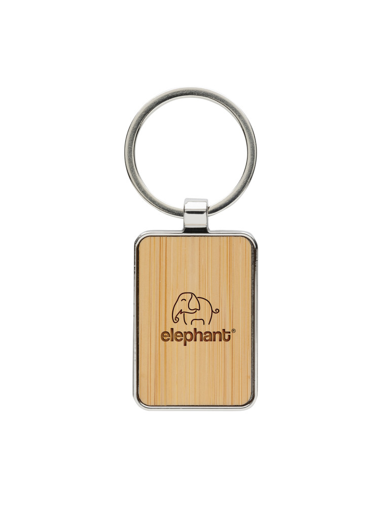 Porte-clés rectangle en alliage de zinc RCS et bambou personnalisable