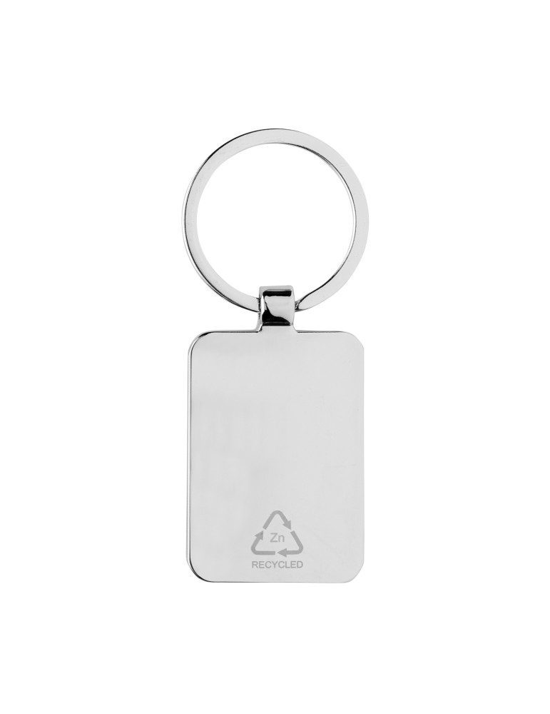 Porte-clés rectangle en alliage de zinc RCS et bambou personnalisable