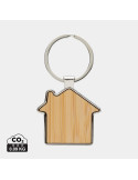 Porte-clés maison en alliage de zinc RCS et bambou personnalisable