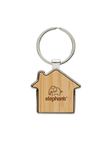 Porte-clés maison en alliage de zinc RCS et bambou personnalisable 2