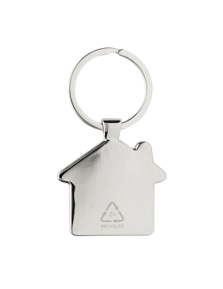 Porte-clés maison en alliage de zinc RCS et bambou personnalisable