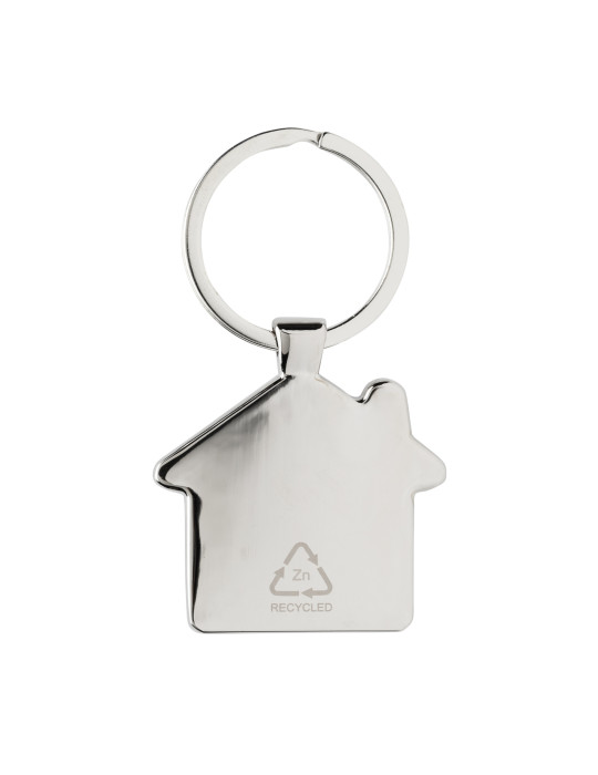 Porte-clés maison en alliage de zinc RCS et bambou personnalisable