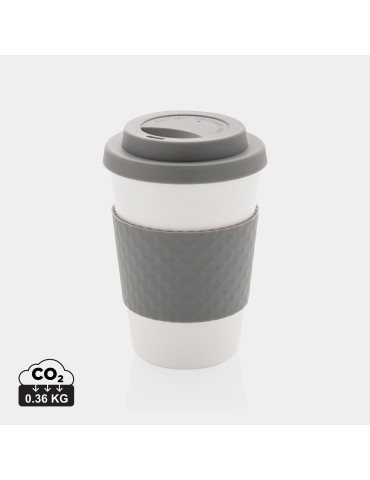 Mug réutilisable PP 270 ml avec bande silicone personnalisable
