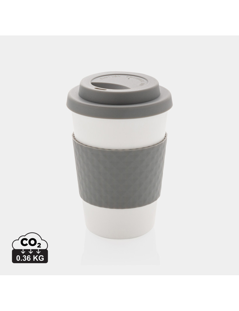 Mug réutilisable PP 270 ml avec bande silicone personnalisable
