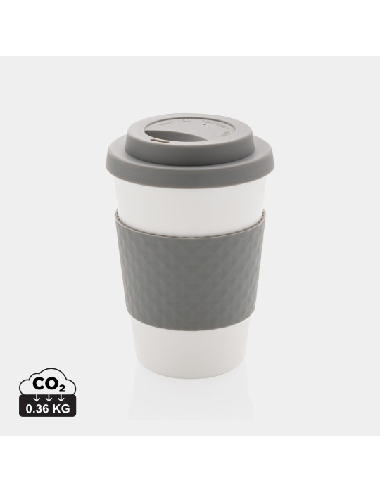 Mug réutilisable PP 270 ml avec bande silicone personnalisable