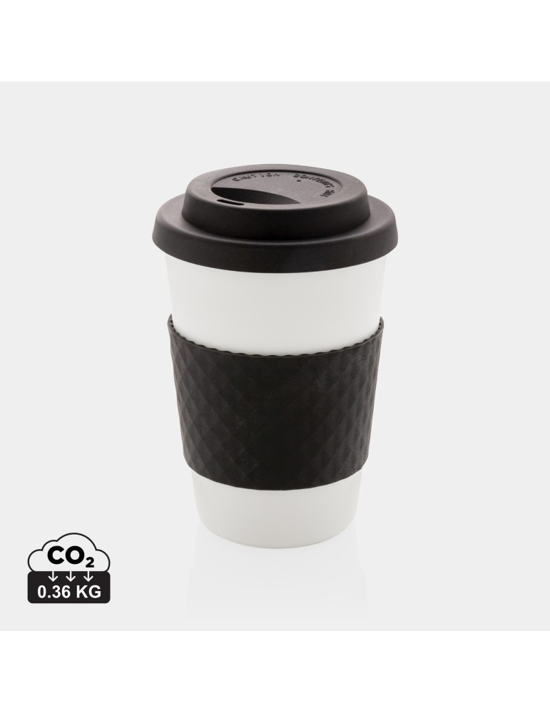 Mug réutilisable PP 270 ml avec bande silicone personnalisable