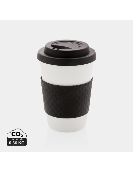 Mug réutilisable PP 270 ml avec bande silicone personnalisable