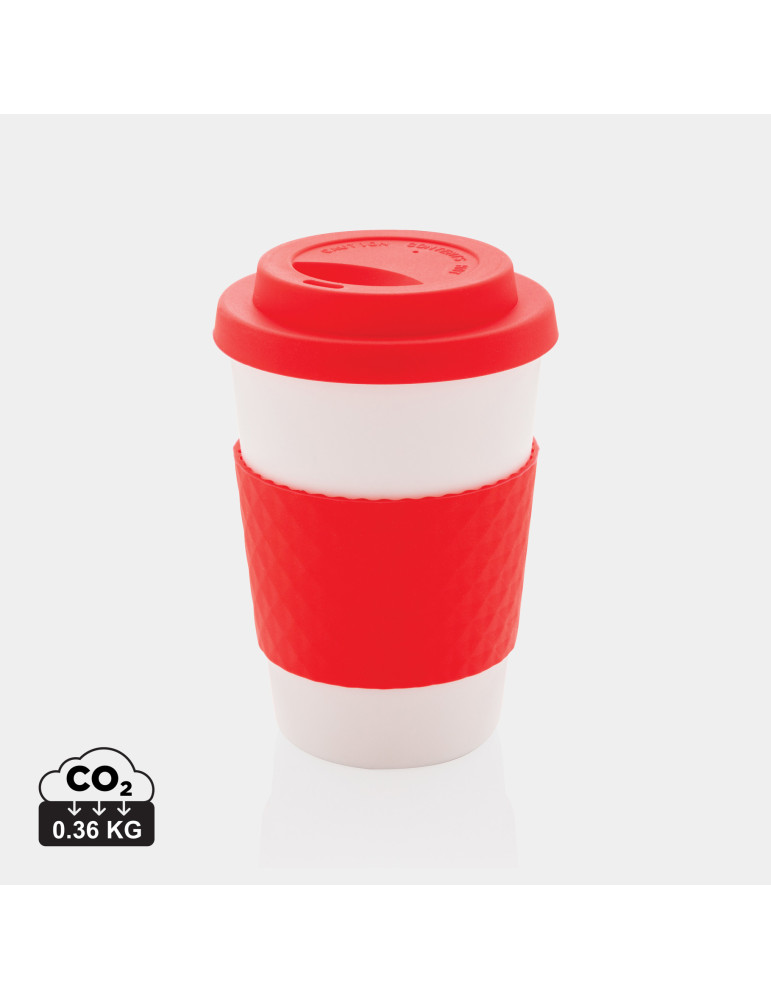 Mug réutilisable PP 270 ml avec bande silicone personnalisable