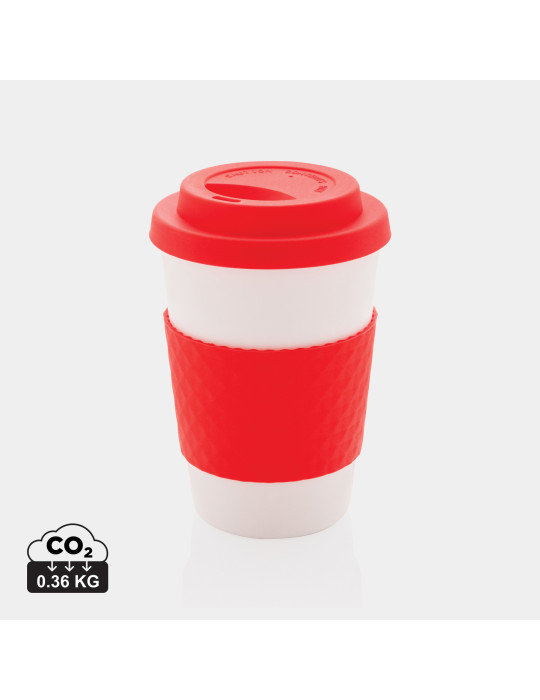 Mug réutilisable PP 270 ml avec bande silicone personnalisable